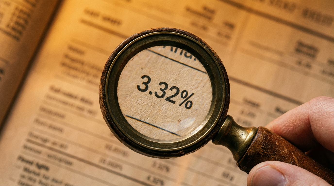 Magnifying glass examining 3.32% claim